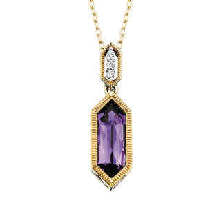 14K Yellow Gold Hexagon Amethyst Necklace