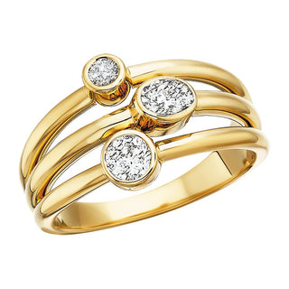 14K Yellow Gold Bezel Set Oval and Round Diamond Ring