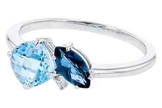 14K White Gold Blue Topaz Ring