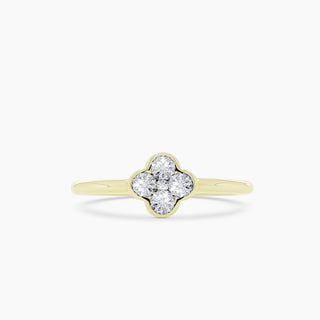 14K Diamond Clover Ring