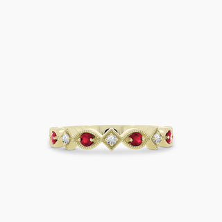 14K Ruby & Diamond Stackable Band