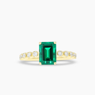 Chatham Created Emerald and Lab Grown Diamond Ring