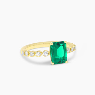 Chatham Created Emerald and Lab Grown Diamond Ring