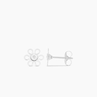Diamond Daisy Silver Tone Earrings