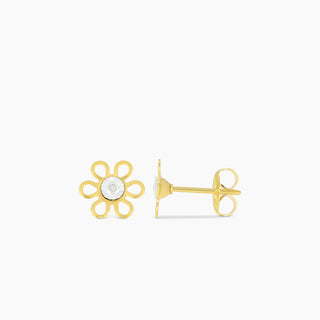Diamond Daisy Gold Tone Earrings