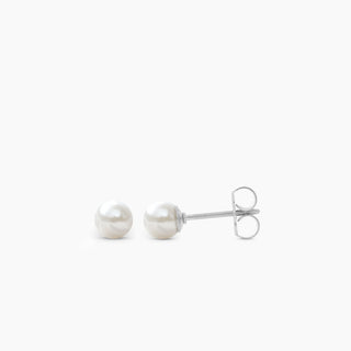 Silver Tone 6mm Simulated Pearl Earrings