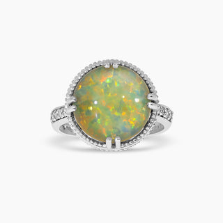 Momento Cabochon Opal and Diamond Accent Ring