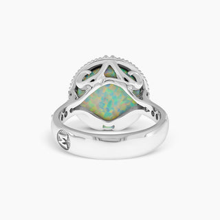 Momento Cabochon Opal and Diamond Accent Ring