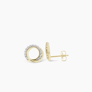 10K Yellow Gold Circle Diamond Earrings