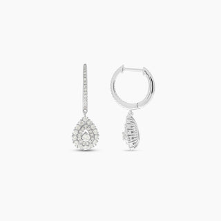 White Gold & Diamond Teardrop Earrings