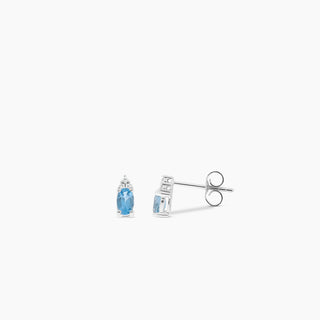 10K Blue Topaz and Diamond Earrings