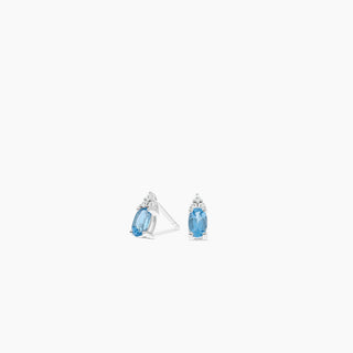 10K Blue Topaz and Diamond Earrings