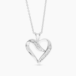 Sterling Silver Diamond Heart Necklace
