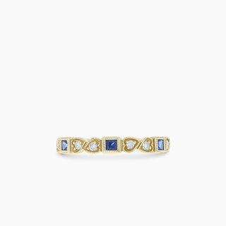 10K Yellow Gold Sapphire and Diamond Stackable Band