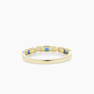 10K Yellow Gold Sapphire and Diamond Stackable Band