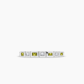 10K White Gold Peridot and Diamond Stackable Band