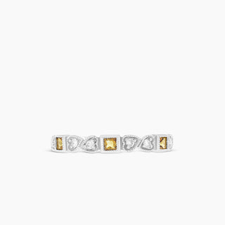 10K White Gold Citrine and Diamond Stackable Band