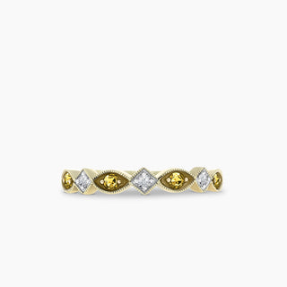 10K Yellow Gold Citrine and Diamond Stackable Band
