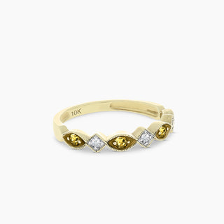 10K Yellow Gold Citrine and Diamond Stackable Band