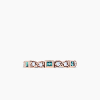 10K Rose Gold Alexandrite and Diamond Stackable band