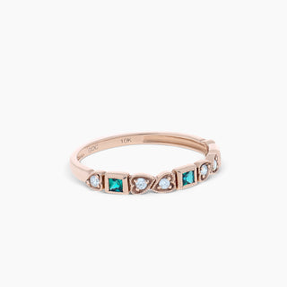10K Rose Gold Alexandrite and Diamond Stackable band
