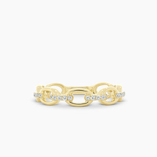 10K Yellow Gold Diamond Chain Link Ring