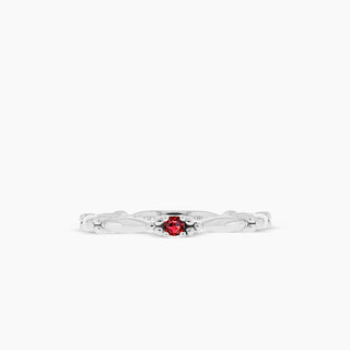 10K White Gold Ruby Stackable Band