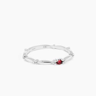 10K White Gold Ruby Stackable Band