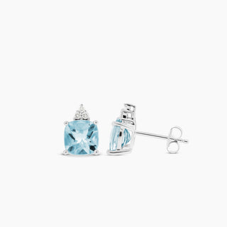 Aquamarine & Diamond 14K White Gold Earrings