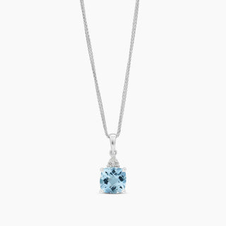 Aquamarine & Diamond 14K White Gold Necklace