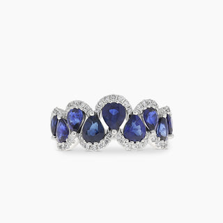 Pear Sapphire Diamond Ring