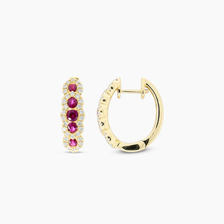 Ruby and Diamond Mini Hoops