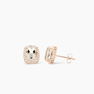 Rose Gold Morganite & Diamond Earrings