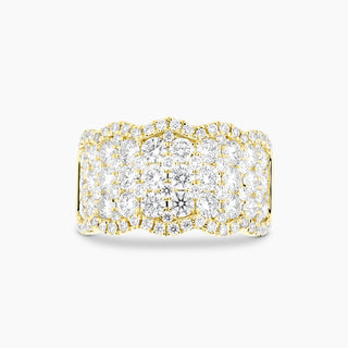 Scalloped Yellow Gold and Diamond Ring