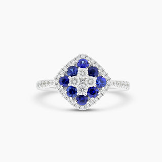 Sapphire and Diamond Cluster Ring