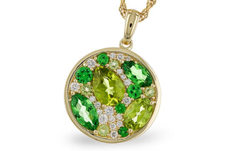14K Yellow Gold Tsavorite and Peridot Necklace