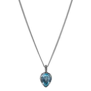 Reversed Susan Blue Topaz Drop Necklace