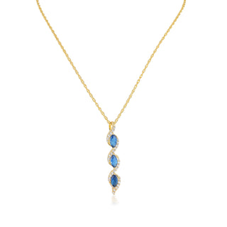 Gold over Sterling Silver Blue Spinel and CZ Pendant