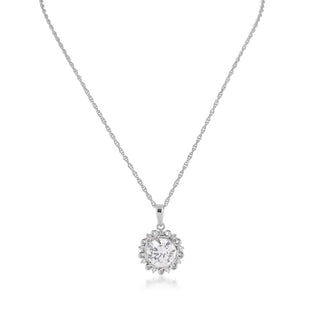 Sterling Silver CZ Halo Pendant