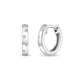 Sterling Silver Staggered CZ Huggie Hoop Earrings