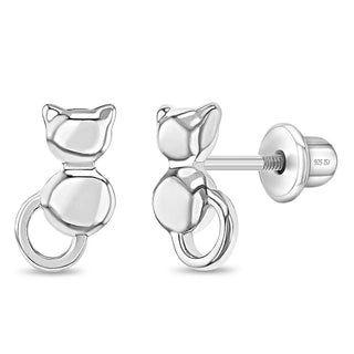 Sterling Silver Kitty Cat Earrings