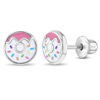 Sterling Silver Frosted Sprinkle Donut Earrings