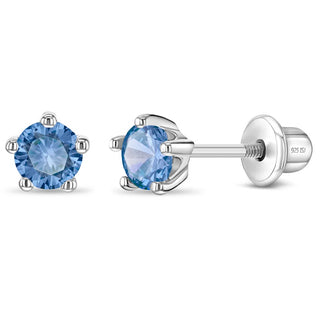 Sterling Silver Classic December Birthstone Cubic Zirconia Earrings