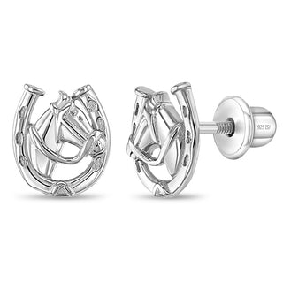 Sterling Silver Winner's Circle Horse Earrings