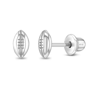 Sterling Silver Football Earrings