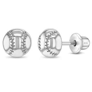 Sterling Silver Baseball Earrings