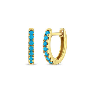 Gold Plated Turquoise Huggie Hoop Earrings