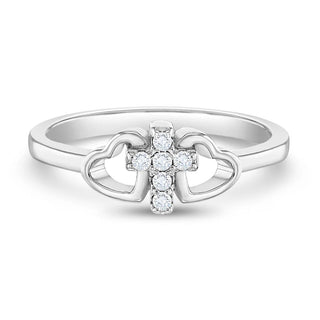 Children's Sterling Silver Cross and Heart Ring
