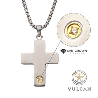 1.6mm Lab Diamond Stainless Steel Cross Necklace