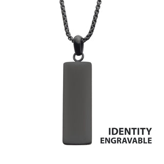 Matte Black IP Engravable Drop Pendant with Round Box Chain